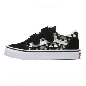 Vans Kids Black Rainbow Cloud Old Skool Hook-and-Loop Sneakers